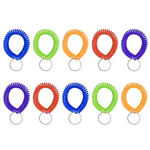 aspire 50 Stück Armband Schlüsselanhänger Fitness Spiral Schlüsselband mit Schlüsselring für Gepäck,Trauben von Schlüsseln von aspire