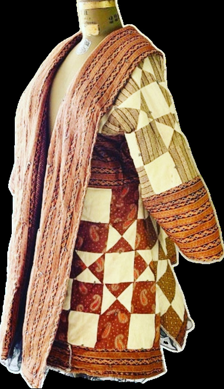 Quilt Mantel/1800's Kimono Ärmel Einheitsgröße Charmant Zerfetzt Übergroß von assemblage333