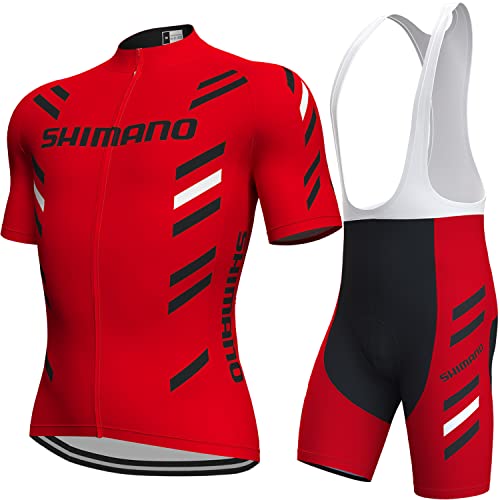 assocauicy Herren Fahrradtrikot Set,Atmungsaktives Schnell Trocknendes Radtrikot Mit 4d Gel Gepolsterten Mit drei Rückentaschen von assocauicy