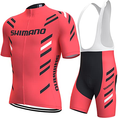 assocauicy Herren Fahrradtrikot Set,Atmungsaktives Schnell Trocknendes Radtrikot Mit 4d Gel Gepolsterten Mit drei Rückentaschen von assocauicy