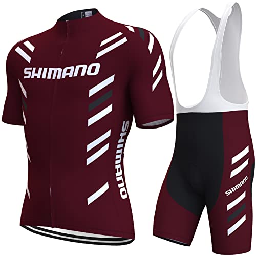 assocauicy Herren Fahrradtrikot Set,Atmungsaktives Schnell Trocknendes Radtrikot Mit 4d Gel Gepolsterten Mit drei Rückentaschen von assocauicy