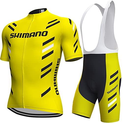 assocauicy Herren Fahrradtrikot Set,Atmungsaktives Schnell Trocknendes Radtrikot Mit 4d Gel Gepolsterten Shorts von assocauicy