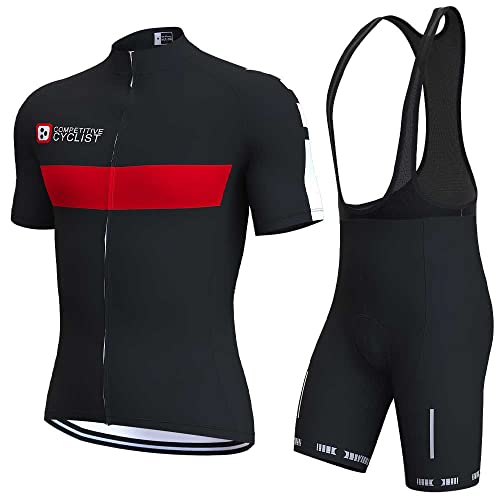 assocauicy Herren Kurzarm Fahrrad Trikot Set,Atmungsaktiv Schnell Trocknend Radtrikot Mit 4d Gel Gepolsterten Shorts Fahrradbekleidung Set FüR Mtb von assocauicy