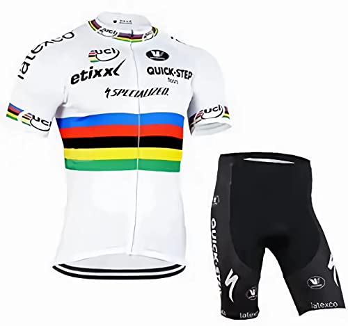 assocauicy Herren Kurzarm Fahrrad Trikot Set,Atmungsaktiv Schnell Trocknend Radtrikot Mit 4d Gel Gepolsterten Shorts Fahrradbekleidung Set FüR Mtb von assocauicy