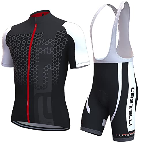 assocauicy Herren Kurzarm Fahrrad Trikot Set,Atmungsaktiv Schnell Trocknend Radtrikot Mit 4d Gel Gepolsterten Shorts Fahrradbekleidung Set von assocauicy