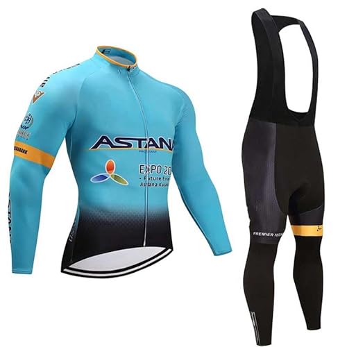 assocauicy Herren Radtrikot Langarm Radfahren Set，Bekleidung 3D Pad Pant Stretch Performance Baumwolle mit Taschen von assocauicy