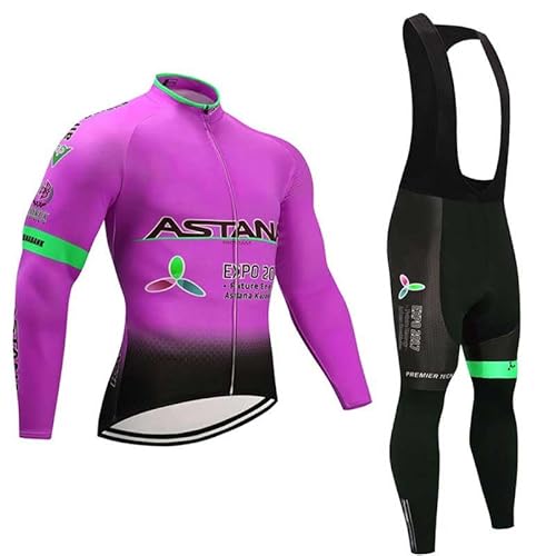 assocauicy Herren Radtrikot Langarm Radfahren Set，Bekleidung 3D Pad Pant Stretch Performance Baumwolle mit Taschen von assocauicy