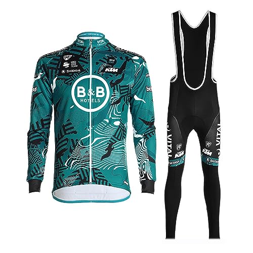 assocauicy Herren Radtrikot Langarm Radfahren Set，Bekleidung 3D Pad Pant Stretch Performance Baumwolle mit Taschen von assocauicy