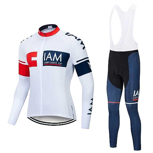 assocauicy Herren Radtrikot Langarm Radfahren Winter Mit Fleece,Long Pant Bekleidung Performance Baumwolle mit Taschen 4D Gel Pads von assocauicy