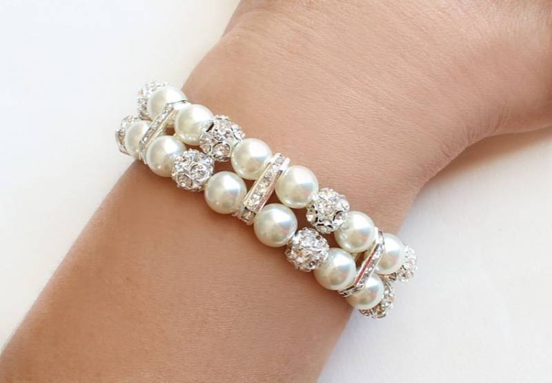 Perle Brautjungfer Armband, Rhinestone-Kristallhochzeits-Schmucksachen Perle Brautjungfer Armband, Rhinestone-Kristallhochzeits-Schmucksachen von asteriasbridal
