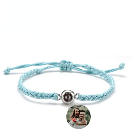 asu Personalisiertes Projektions Armband mit Foto, Personalisierter Armband für Damen Herren,Maßgeschneidertes Armband mit Bild im Stein，Projektion Armband Foto (Blue,1pcs) von asu