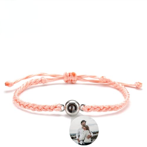 asu Personalisiertes Projektions Armband mit Foto, Personalisierter Armband für Damen Herren,Maßgeschneidertes Armband mit Bild im Stein，Projektion Armband Foto (Pink,1pcs) von asu