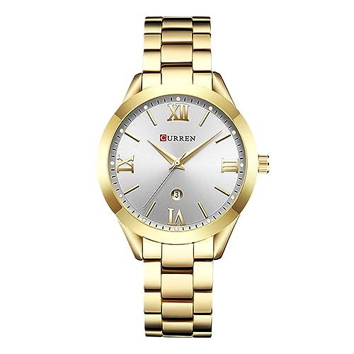 aswan watch Damen Analog Quarz Armbanduhr mit Edelstahlarmband, Datum, 3 Zeiger, 36 mm Gehäusegröße von aswan watch