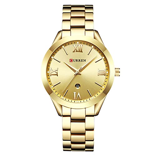 aswan watch Damen Analog Quarz Armbanduhr mit Edelstahlarmband, Datum, 3 Zeiger, 36 mm Gehäusegröße von aswan watch