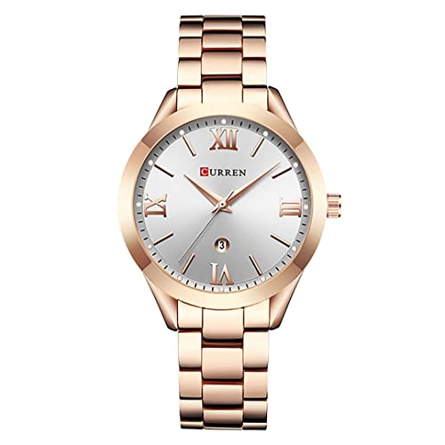 aswan watch Damen Analog Quarz Armbanduhr mit Edelstahlarmband, Datum, 3 Zeiger, 36 mm Gehäusegröße von aswan watch