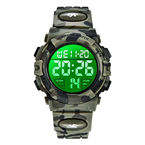 aswan watch Digitaluhr Kinder Jungen mit Wecker,Stoppuhr,LED Licht,Datum-Sport Armbanduhr mit Silikonarmband-S von aswan watch