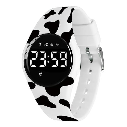 aswan watch Digitaluhr Kinder Mädchen Jungen mit Schrittzähler,Wecker,Stoppuhr, Licht,Datum-Sport Armbanduhr ohne App und Handy mit Silikonarmband, T6F-COW-BQB von aswan watch