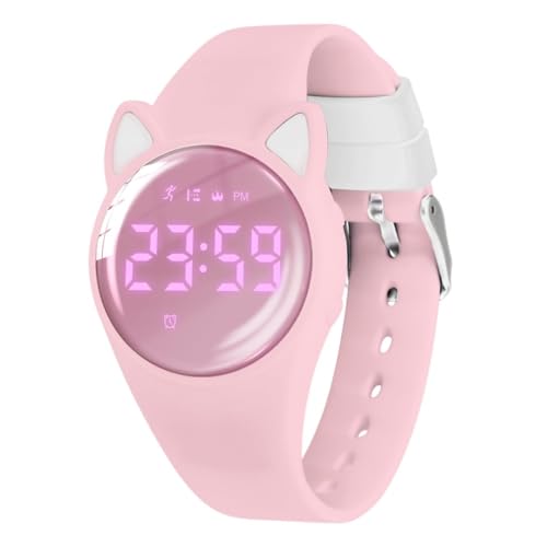 aswan watch Digitaluhr Kinder Mädchen mit Schrittzähler,Wecker,Stoppuhr, Licht,Datum-Sport Armbanduhr ohne App und Handy mit Silikonarmband von aswan watch