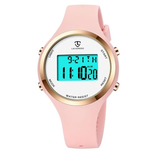 aswan watch Digitaluhr für Damen mit Wecker,Stoppuhr,LED Licht,Datum-Casual Armbanduhr mit Silikonarmband von aswan watch