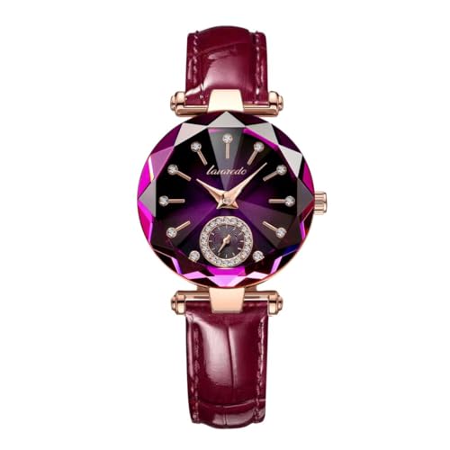 aswan watch Damen Analog Quarz Armbanduhr mit Lederarmband, 2 Zeiger, 32 mm Gehäusegröße,Klein,Geschliffenes Uhrenglas von aswan watch