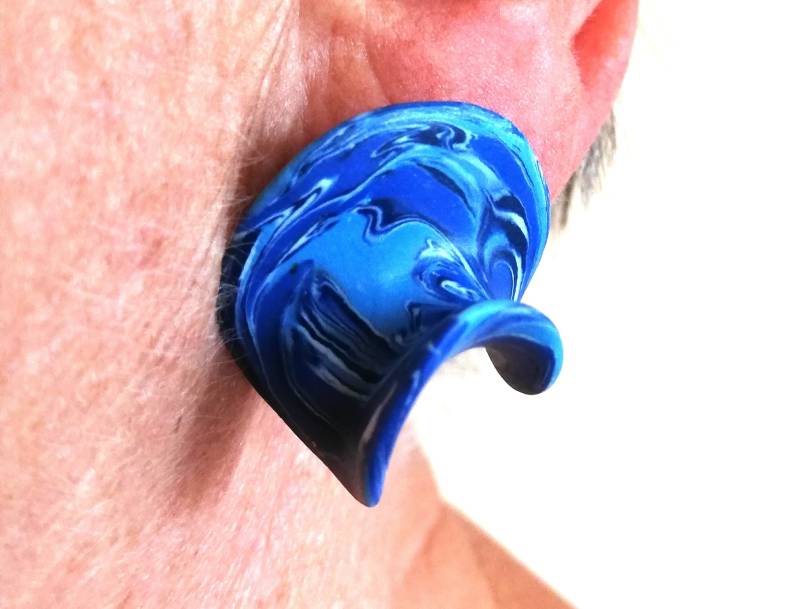 Marmorierte Fimo-Ohrringe Verschiedene Formen Und Farben, Polymer Clay, Stahl Ohrstecker von atelierJOKO