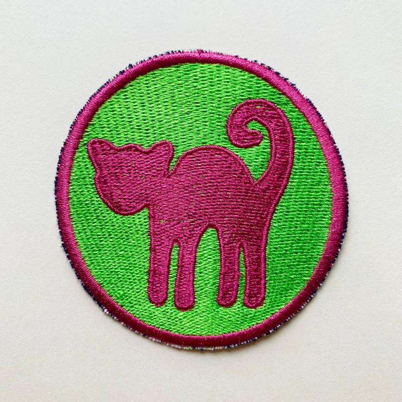 Bio ~ Aufnäher Katze Applikation Patch Zeichen Logo Stickerei Rund von atelierNAHTUNDART
