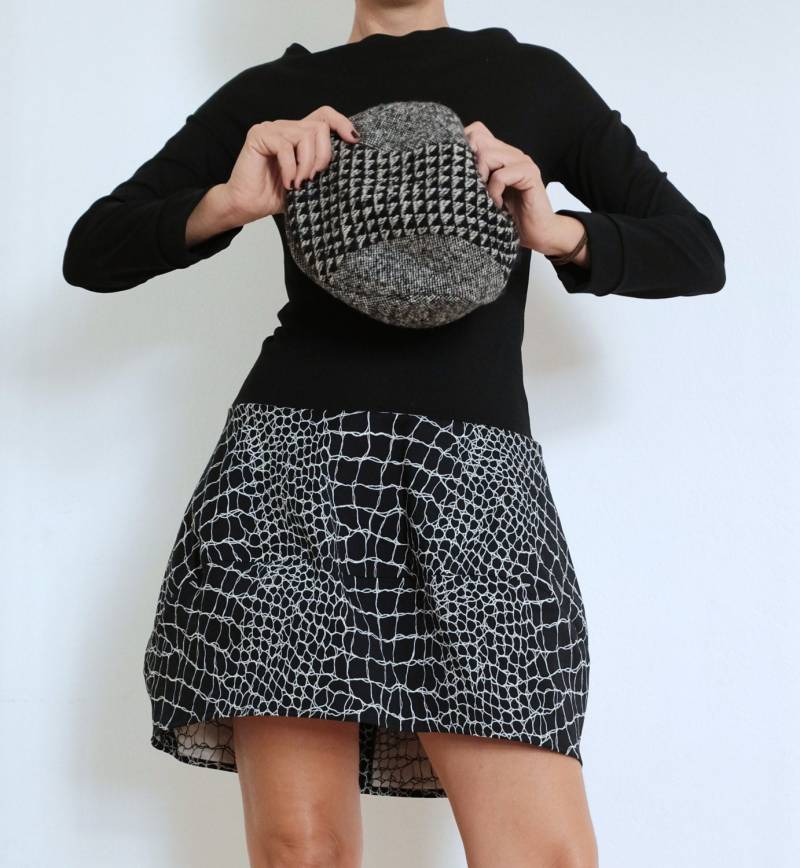 Schwarzes Kleid-Schwarz Mini-Kleid-Länge Ballon Ärmel Kleid-Kurze Kleider-Dark-Herbst Winter-Bekleidung Frauen von atelierPop