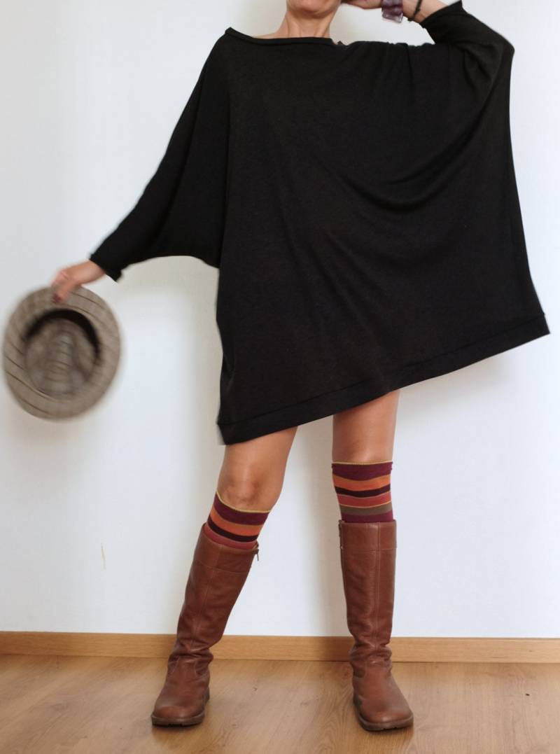 Übergroßer Grauer Pullover - Maxipullover Xxl-Pullover Plus Size Handarbeit Wollkaftan Pulloverkleid Herbst Winter von atelierPop