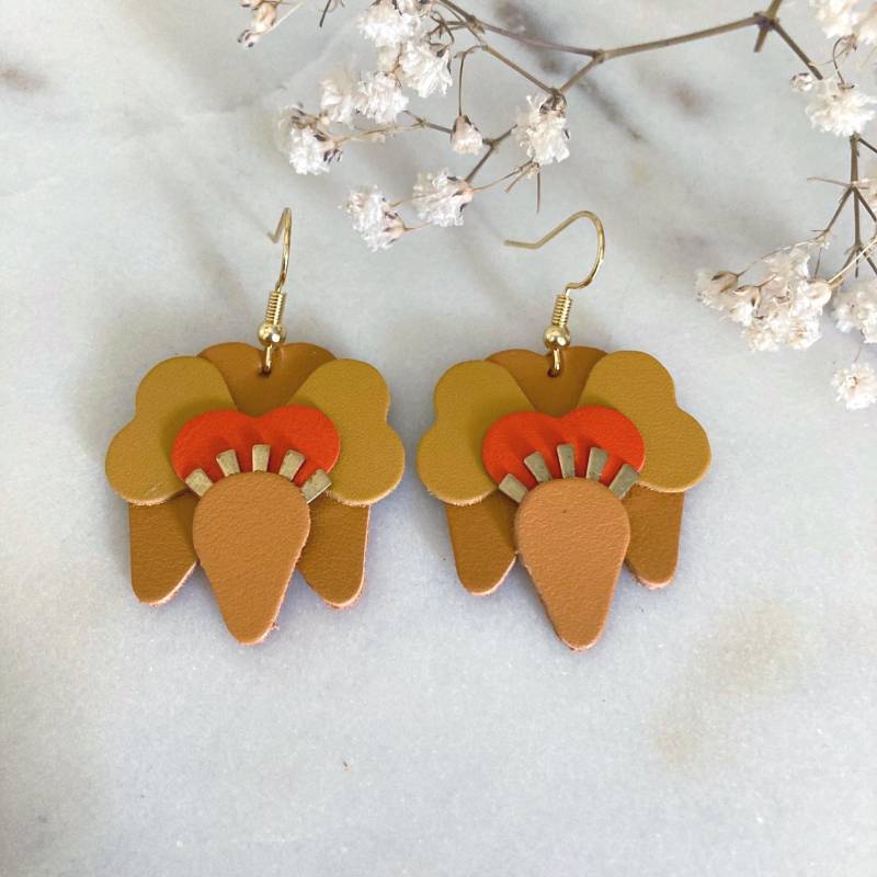 Echtleder Blumenohrringe - Ohrringe Lederschmuck Leder Blume Stiefmütterchen Echtleder Blumenohrringe - Ohrringe Lederschmuck Leder Blume Stiefmütterchen von ateliercreacile