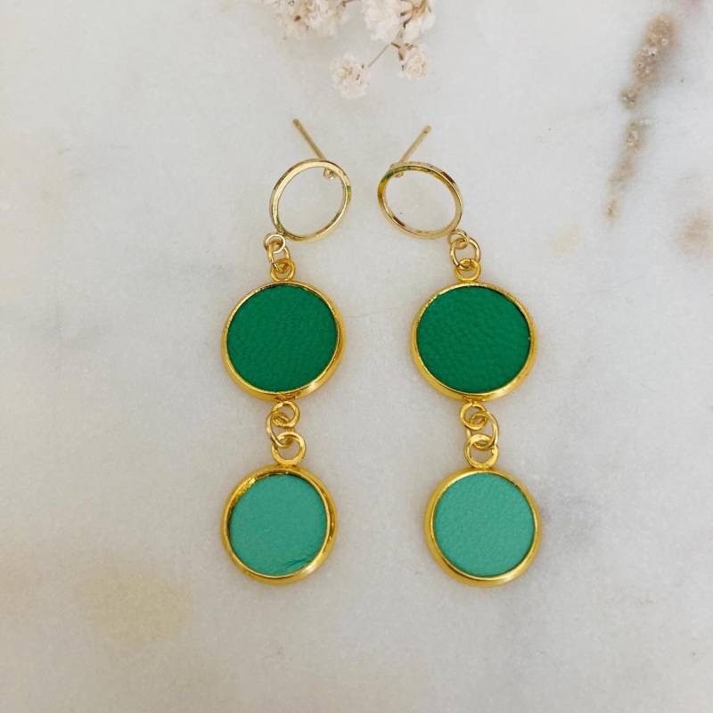 Echtleder Ohrringe - Lederschmuck Leder Cabochon Echtleder Ohrringe - Lederschmuck Leder Cabochon von ateliercreacile