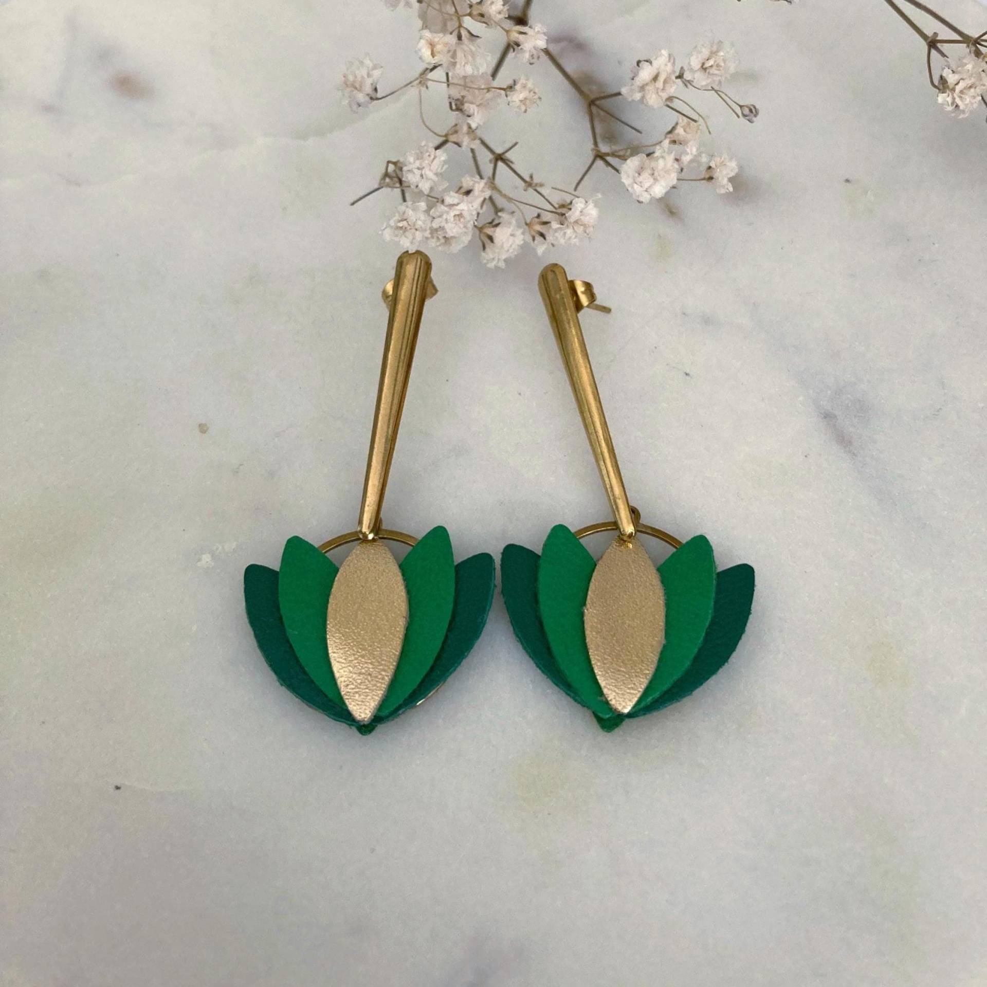 Echtleder Ohrringe - Lotus Lederschmuck Leder von ateliercreacile
