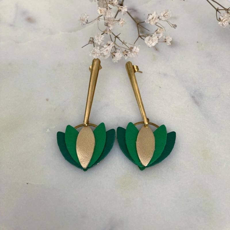 Echtleder Ohrringe - Lotus Lederschmuck Leder von ateliercreacile
