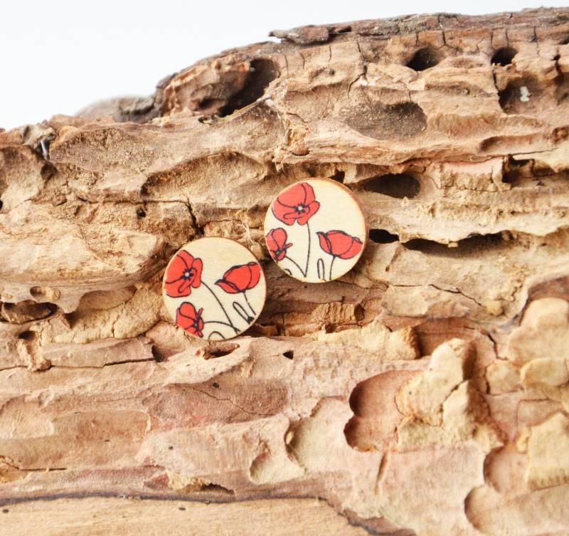 Holzohrstecker Mohnblüten von atelierichbin