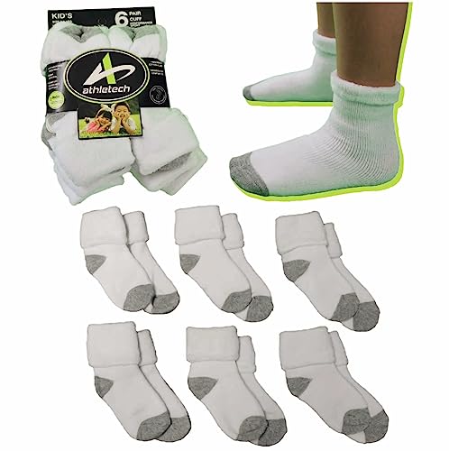 athletech 6 Paar Thermo Socken für Kinder 2-4 Jahre mit Bündchen bis Gr. 34 Thermosocken Thermostrümpfe Anti-Rutsch-Bund Atmungsaktiv Strumpf mit Fußpolsterung Socken Jungen & Mädchen von Athletech