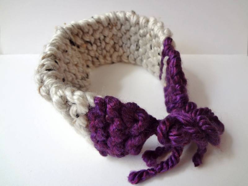 Stricken Babystirnband - Creme & Lilane Mädchen Gestrickte Stirnband Kleinkind Kinder Herbst Winter Ski Band Foto Prop von atizayknits