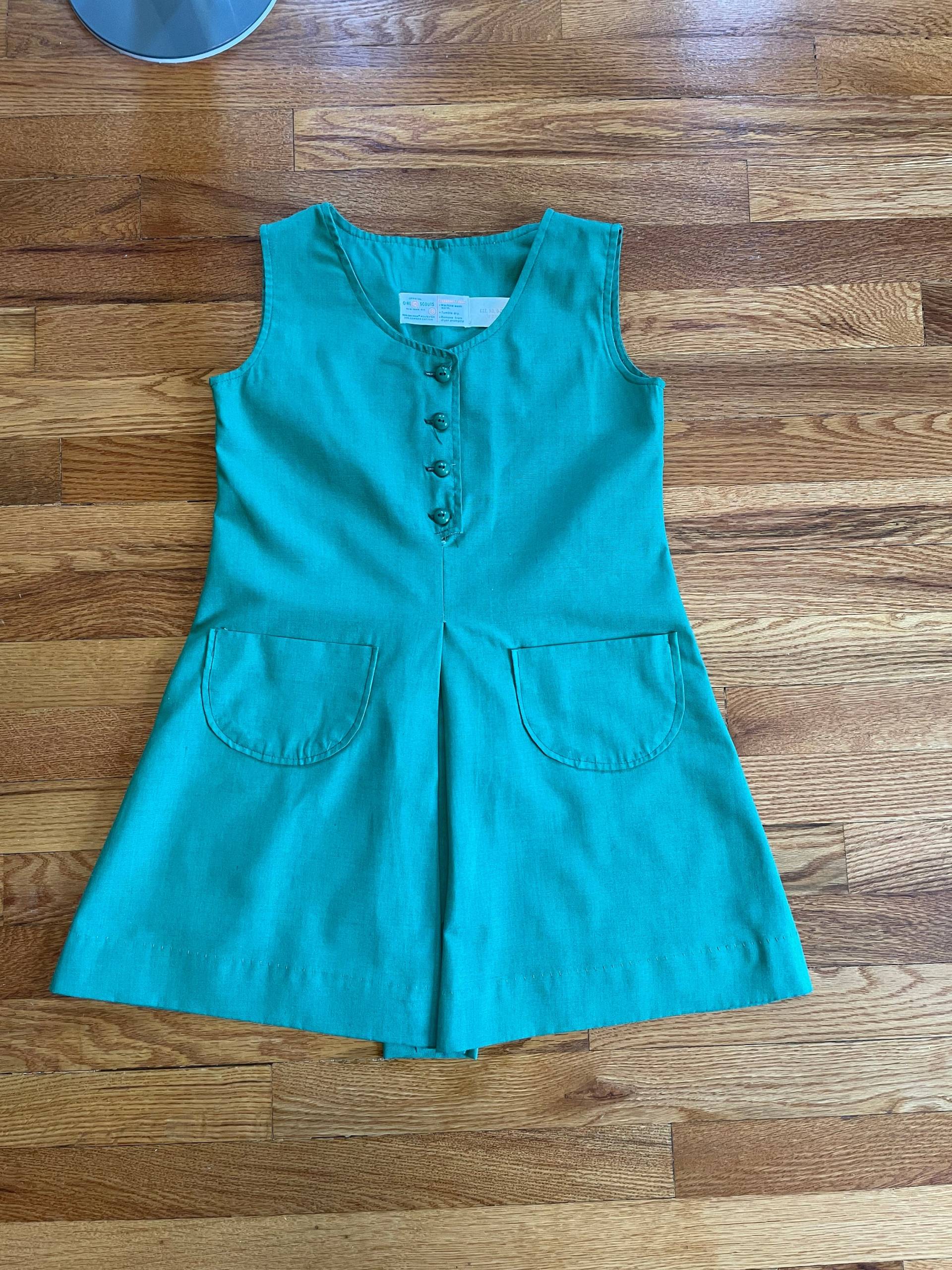 70Er Girl Scouts Of America Vintage Kleid Grün Super Süß New York City Jugend Größe 8 Kostüm Spaß Hipster Kinder Shirt Weste Extrem Selten 60Er von attackofthekillervtg