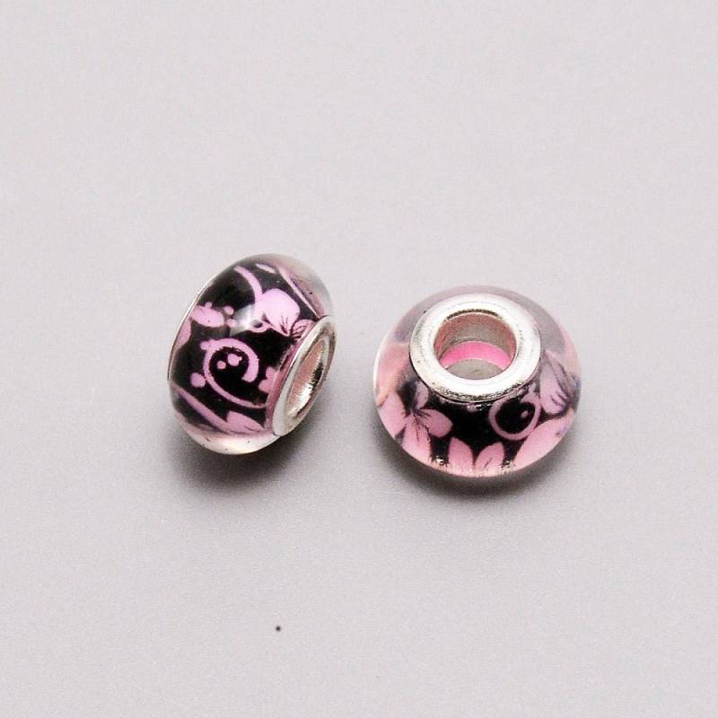 20 Oder 40 Atemberaubende Florale Weitloch Perlen - Pink Flowers 14 X 9 Mm, Loch 5 Mm 20 Oder 40 Atemberaubende Florale Weitloch Perlen - Pink Flowers 14 X 9 Mm, Loch 5 Mm von attiffanys