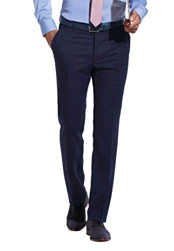 aubi: Herren Businesshose Anzughose Flat Front Modell 26, Farbe:Marine (49), Größe:26.5 von aubi: