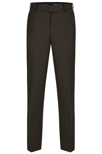 aubi: Herren Businesshose Anzughose Flat Front Modell 26, Farbe:braun (28), Größe:31 von aubi: