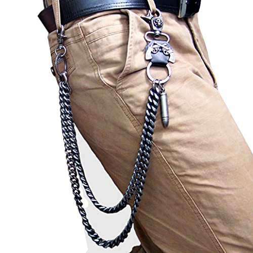 aufodara Mode Metall Punk Panzerkette Männer Schlüsselkette 2-reihige Kette Hose Gürtel Geldbeutel Jeans Hiphop Rock Bikerkette von aufodara