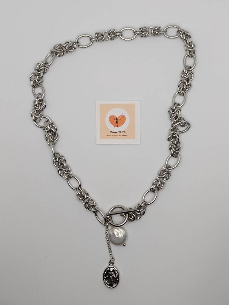 Edelstahl Halskette Mit Barock Süßwasserperle | Boho Vintage Stil 40 cm T-Verschluss Schmuck Für Alltag & Party Oder Di Edelstahl Halskette Mit Barock Süßwasserperle | Boho Vintage Stil 40 cm T-Verschluss Schmuck Für Alltag & Party Oder Di von aurorasmhh