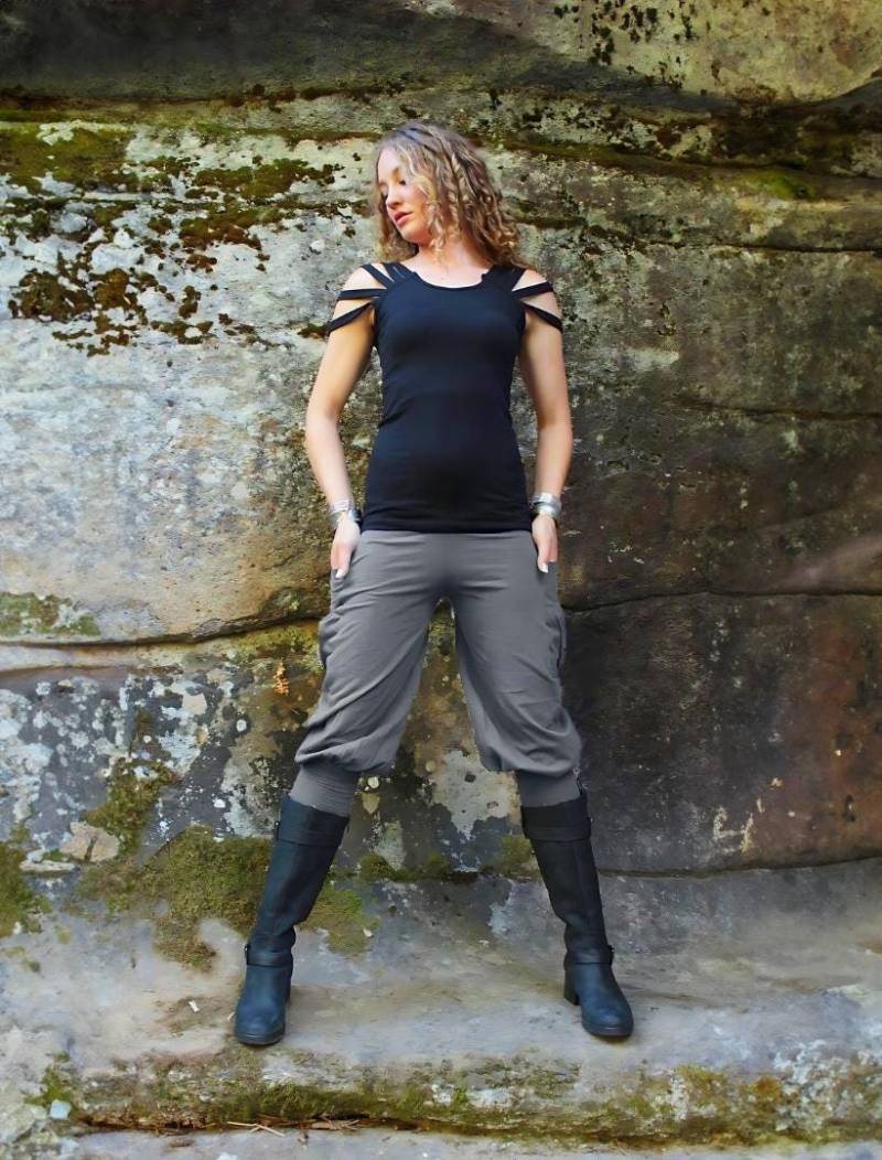 Pedal Pushers Capri Hose - Perfekte Bequeme Passform Damen Jogger Graue 3/4 Länge Göttin Hippie Stil von aurorawear1