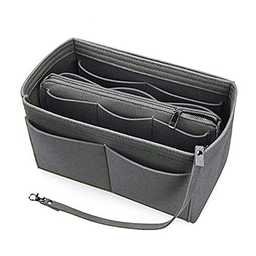 Filz Geldbörse Handtasche Organizer Einsatz – Multi Pocket Storage Damen Key Kosmetik Supplies Aufbewahrungsbox, braun, Small von ausuky