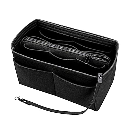 Filz Geldbörse Handtasche Organizer Einsatz – Multi Pocket Storage Damen Schlüssel Kosmetik Zubehör Aufbewahrungskoffer, Schwarz , Small von ausuky