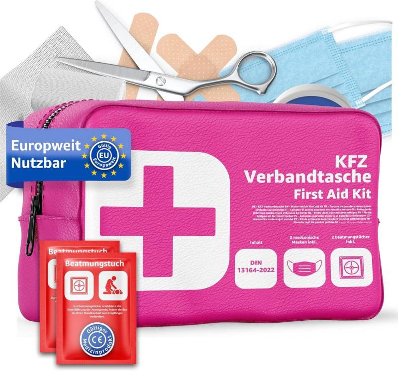 autogadget® KFZ-Verbandtasche Verbandstasche Norm 2025 - KFZ mit Beatmungstücher - DIN13164:2022, (Packung) von autogadget®
