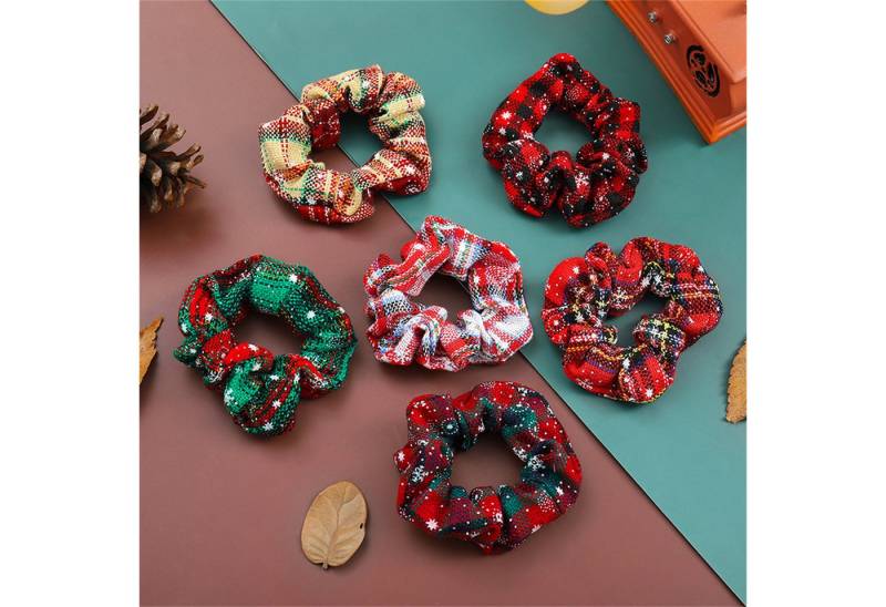 autolock Haargummi Scrunchies für Mädchen, 6 Stück Weihnachtstag Scrunchies, 6-tlg. von autolock
