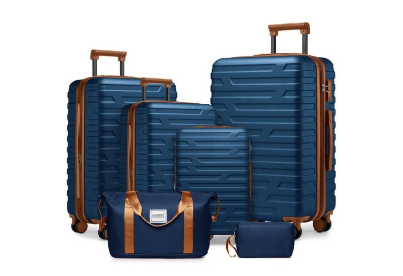 autolock Kofferset Koffer-Set,Gepäcksets 6-teilig mit Reisetaschen, Hartschalenkoffern, langlebige Koffer-Sets mit Spinner-Rollen und TSA-Schloss,marineblau von autolock