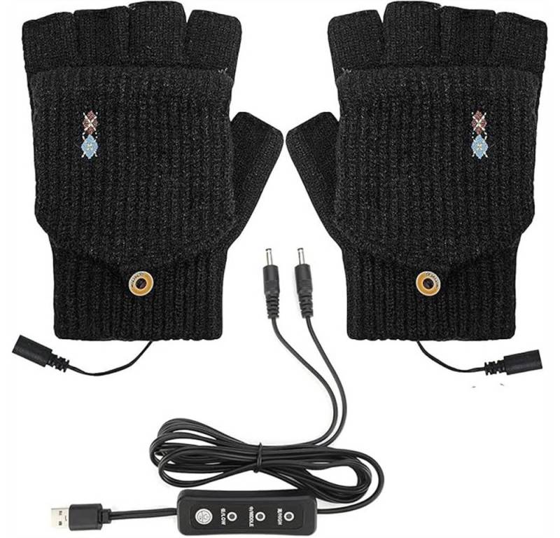 autolock Strickhandschuhe USB-Heizhandschuhe, waschbare volle & halbe Fingerabdeckung, gestrickte Handschuhe, Ein-Finger-Handschuhe von autolock