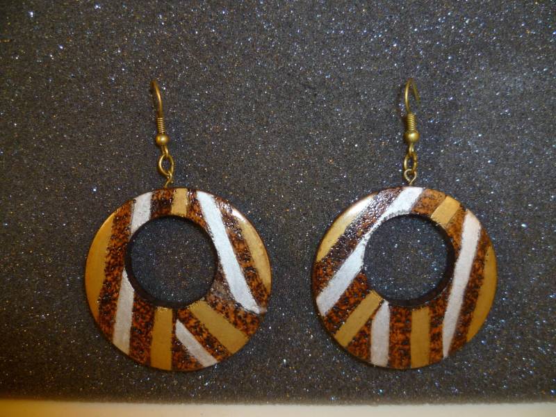 Wandte Sich Holz Pyrographed Bop1 Ohrringe Wandte Sich Holz Pyrographed Bop1 Ohrringe von autourdesboisdefred