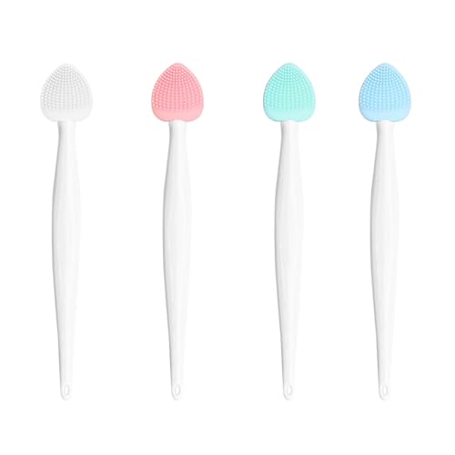 Auxlihi 4 Stück Silikon-Lippenpeeling-Bürste, doppelseitiges Lippenpeeling für Damen und Herren, Lippenreinigungswerkzeug zur Entfernung abgestorbener Haut, Mini tragbarer Lippenschrubber für glattere von auxlihi
